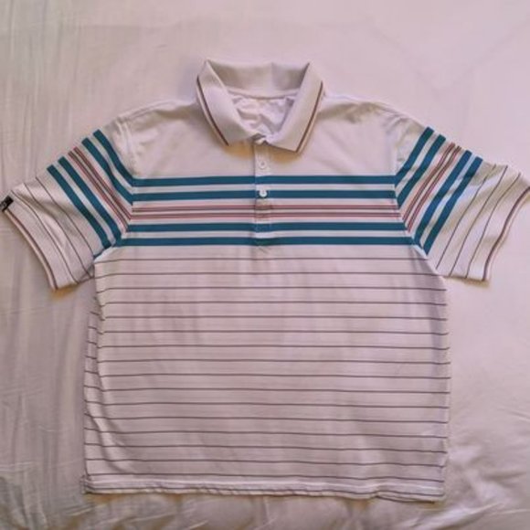 CIS Haggar White and Blue Striped Polo - Picture 1 of 4